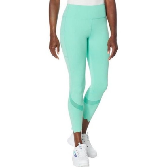 Fila Pants - FILA Dreama Athletic Workout Cropped Tight Leggings  Mesh Cutouts/Jade Cream NEW